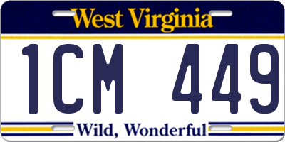 WV license plate 1CM449
