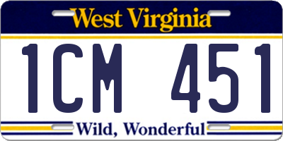 WV license plate 1CM451