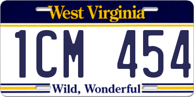 WV license plate 1CM454