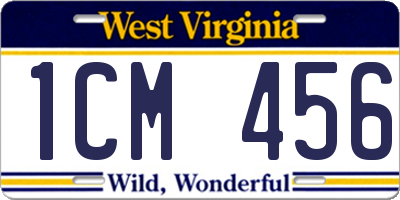 WV license plate 1CM456