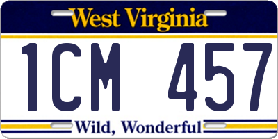 WV license plate 1CM457