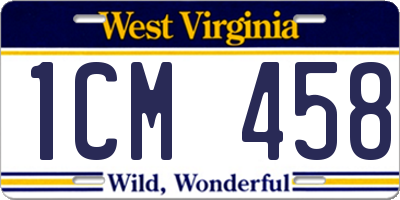 WV license plate 1CM458