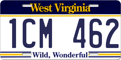 WV license plate 1CM462