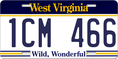 WV license plate 1CM466