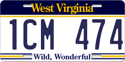 WV license plate 1CM474