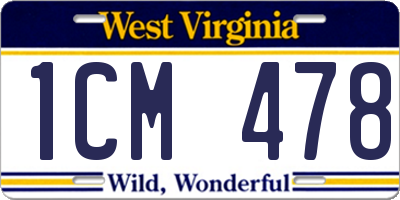 WV license plate 1CM478