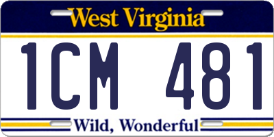 WV license plate 1CM481