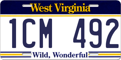 WV license plate 1CM492