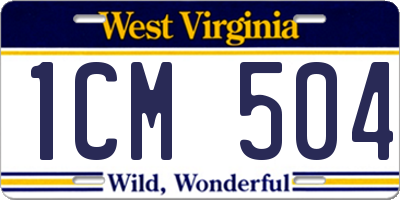 WV license plate 1CM504