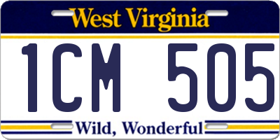 WV license plate 1CM505