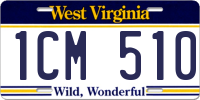 WV license plate 1CM510