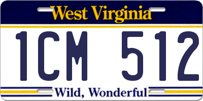 WV license plate 1CM512