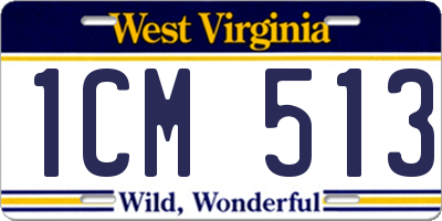 WV license plate 1CM513