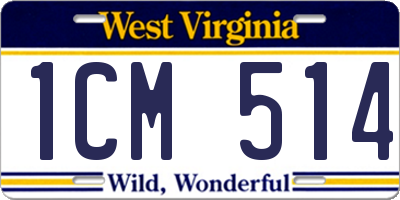 WV license plate 1CM514
