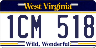 WV license plate 1CM518