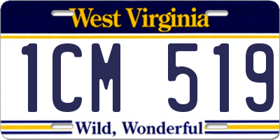 WV license plate 1CM519