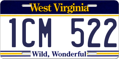 WV license plate 1CM522