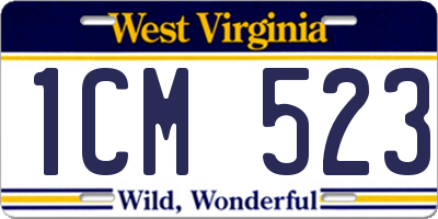WV license plate 1CM523