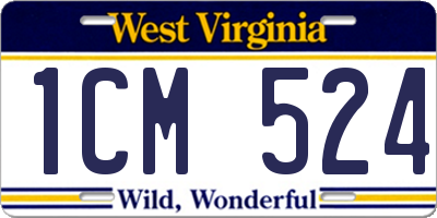 WV license plate 1CM524