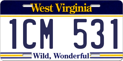WV license plate 1CM531
