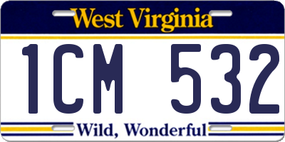 WV license plate 1CM532