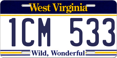 WV license plate 1CM533