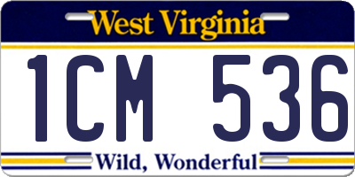 WV license plate 1CM536