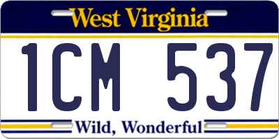 WV license plate 1CM537