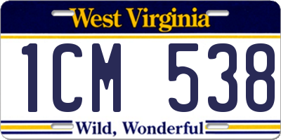 WV license plate 1CM538
