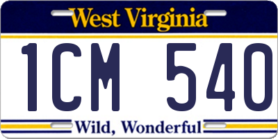 WV license plate 1CM540