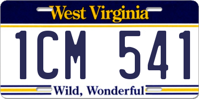 WV license plate 1CM541