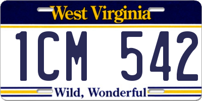 WV license plate 1CM542