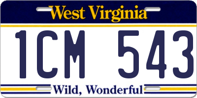 WV license plate 1CM543
