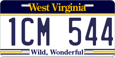 WV license plate 1CM544