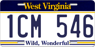 WV license plate 1CM546