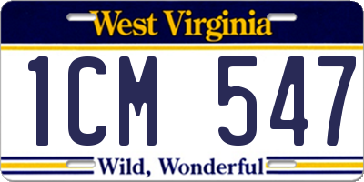 WV license plate 1CM547