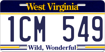 WV license plate 1CM549