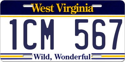 WV license plate 1CM567