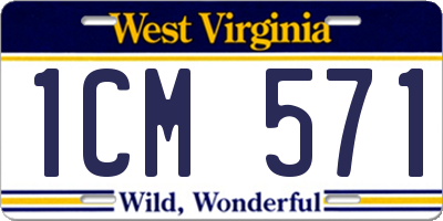 WV license plate 1CM571