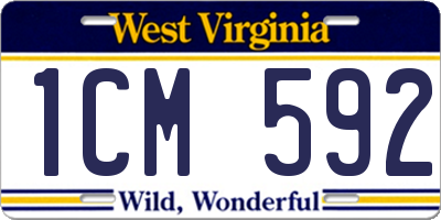 WV license plate 1CM592
