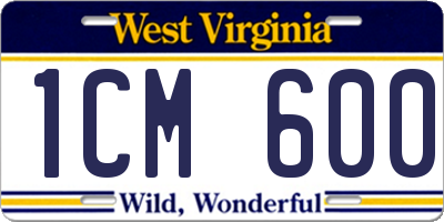 WV license plate 1CM600