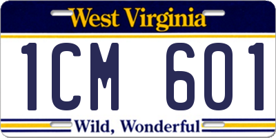 WV license plate 1CM601