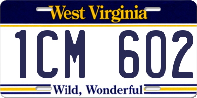 WV license plate 1CM602