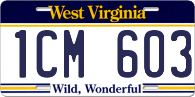 WV license plate 1CM603