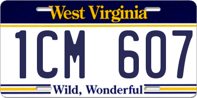 WV license plate 1CM607