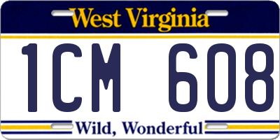 WV license plate 1CM608