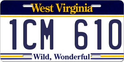 WV license plate 1CM610