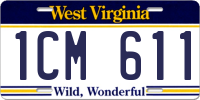 WV license plate 1CM611