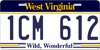 WV license plate 1CM612
