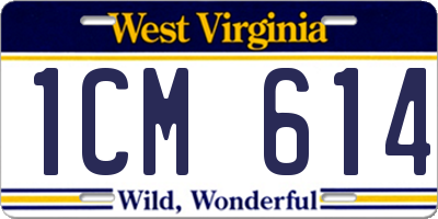 WV license plate 1CM614